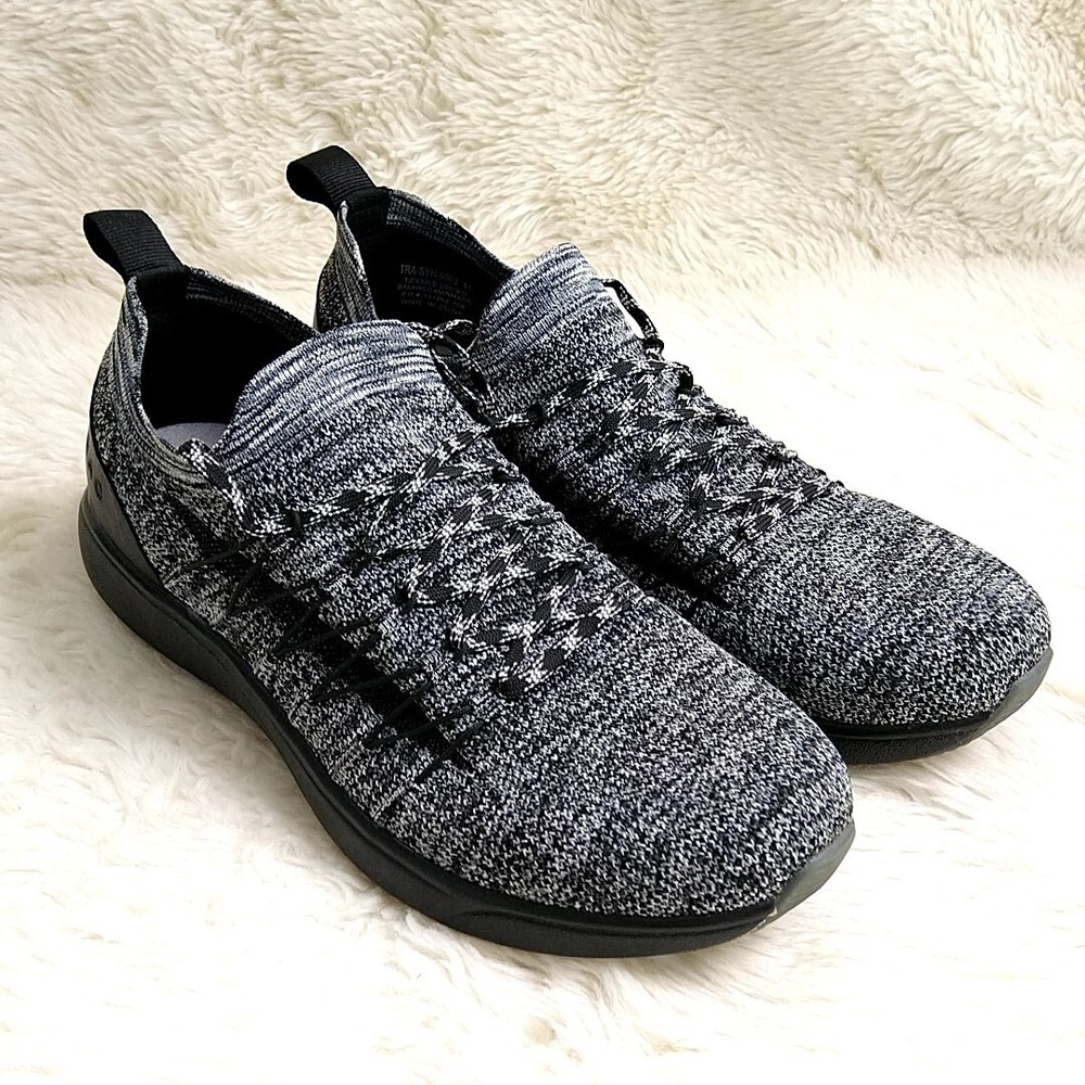 TRAQ by Alegria Sync Sneakers Womens 41 Black White Knit Walking Shoes